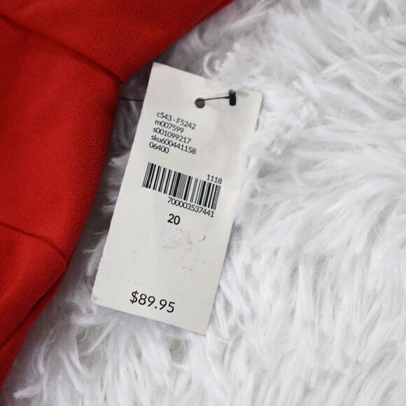 Lane Bryant Illusion Neck Midi Dress Bell Sleeve Size 20 New with Tags Color Red - Picture 4 of 9